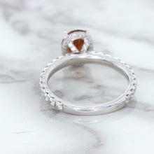 Load image into Gallery viewer, 1.62ct Oval GIA Certified Unheated Orange Sapphire Ring with Diamond Accents in 18K White Gold