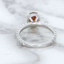 Load image into Gallery viewer, 1.62ct Oval GIA Certified Unheated Orange Sapphire Ring with Diamond Accents in 18K White Gold