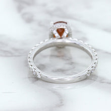 Load image into Gallery viewer, 1.62ct Oval GIA Certified Unheated Orange Sapphire Ring with Diamond Accents in 18K White Gold