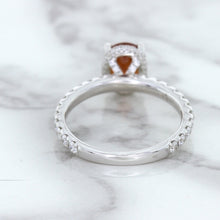 Load image into Gallery viewer, 1.62ct Oval GIA Certified Unheated Orange Sapphire Ring with Diamond Accents in 18K White Gold