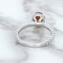 Load image into Gallery viewer, 1.62ct Oval GIA Certified Unheated Orange Sapphire Ring with Diamond Accents in 18K White Gold