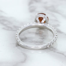 Load image into Gallery viewer, 1.62ct Oval GIA Certified Unheated Orange Sapphire Ring with Diamond Accents in 18K White Gold