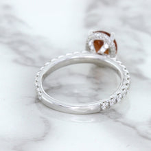 Load image into Gallery viewer, 1.62ct Oval GIA Certified Unheated Orange Sapphire Ring with Diamond Accents in 18K White Gold