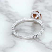 Load image into Gallery viewer, 1.62ct Oval GIA Certified Unheated Orange Sapphire Ring with Diamond Accents in 18K White Gold