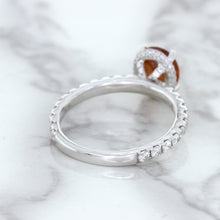 Load image into Gallery viewer, 1.62ct Oval GIA Certified Unheated Orange Sapphire Ring with Diamond Accents in 18K White Gold