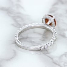 Load image into Gallery viewer, 1.62ct Oval GIA Certified Unheated Orange Sapphire Ring with Diamond Accents in 18K White Gold