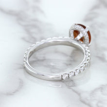 Load image into Gallery viewer, 1.62ct Oval GIA Certified Unheated Orange Sapphire Ring with Diamond Accents in 18K White Gold