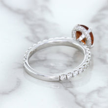 Load image into Gallery viewer, 1.62ct Oval GIA Certified Unheated Orange Sapphire Ring with Diamond Accents in 18K White Gold