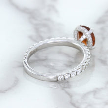 Load image into Gallery viewer, 1.62ct Oval GIA Certified Unheated Orange Sapphire Ring with Diamond Accents in 18K White Gold