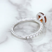 Load image into Gallery viewer, 1.62ct Oval GIA Certified Unheated Orange Sapphire Ring with Diamond Accents in 18K White Gold