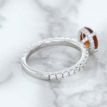 Load image into Gallery viewer, 1.62ct Oval GIA Certified Unheated Orange Sapphire Ring with Diamond Accents in 18K White Gold