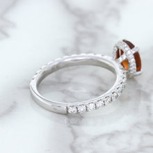 Load image into Gallery viewer, 1.62ct Oval GIA Certified Unheated Orange Sapphire Ring with Diamond Accents in 18K White Gold