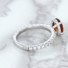 Load image into Gallery viewer, 1.62ct Oval GIA Certified Unheated Orange Sapphire Ring with Diamond Accents in 18K White Gold