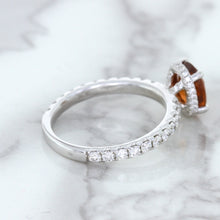Load image into Gallery viewer, 1.62ct Oval GIA Certified Unheated Orange Sapphire Ring with Diamond Accents in 18K White Gold