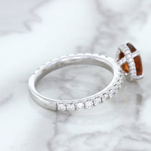 Load image into Gallery viewer, 1.62ct Oval GIA Certified Unheated Orange Sapphire Ring with Diamond Accents in 18K White Gold