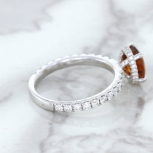 Load image into Gallery viewer, 1.62ct Oval GIA Certified Unheated Orange Sapphire Ring with Diamond Accents in 18K White Gold