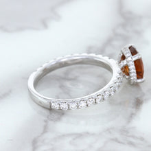 Load image into Gallery viewer, 1.62ct Oval GIA Certified Unheated Orange Sapphire Ring with Diamond Accents in 18K White Gold
