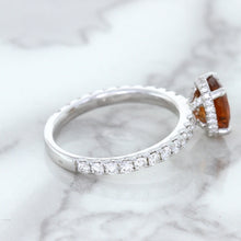 Load image into Gallery viewer, 1.62ct Oval GIA Certified Unheated Orange Sapphire Ring with Diamond Accents in 18K White Gold