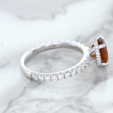 Load image into Gallery viewer, 1.62ct Oval GIA Certified Unheated Orange Sapphire Ring with Diamond Accents in 18K White Gold