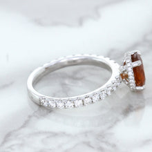 Load image into Gallery viewer, 1.62ct Oval GIA Certified Unheated Orange Sapphire Ring with Diamond Accents in 18K White Gold