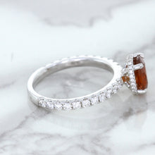 Load image into Gallery viewer, 1.62ct Oval GIA Certified Unheated Orange Sapphire Ring with Diamond Accents in 18K White Gold