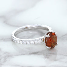 Load image into Gallery viewer, 1.62ct Oval GIA Certified Unheated Orange Sapphire Ring with Diamond Accents in 18K White Gold