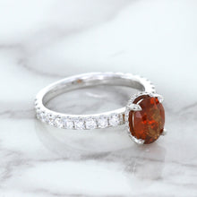 Load image into Gallery viewer, 1.62ct Oval GIA Certified Unheated Orange Sapphire Ring with Diamond Accents in 18K White Gold