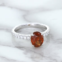 Load image into Gallery viewer, 1.62ct Oval GIA Certified Unheated Orange Sapphire Ring with Diamond Accents in 18K White Gold