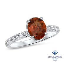 Load image into Gallery viewer, 1.62ct Oval GIA Certified Unheated Orange Sapphire Ring with Diamond Accents in 18K White Gold