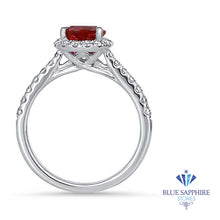 Load image into Gallery viewer, 1.67ct Pear Shaped Unheated Pink Sapphire Ring with Diamond Halo in 18K White Gold
