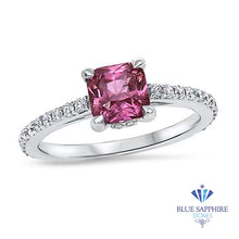 Load image into Gallery viewer, 1.27ct Asscher Unheated Pink Sapphire Ring with Diamond Accents in 18K White Gold