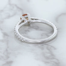 Load image into Gallery viewer, 0.55ct Cushion Unheated EGL Certified Padparadscha Ring with Diamond Accents in 18K White Gold