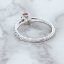 Load image into Gallery viewer, 0.55ct Cushion Unheated EGL Certified Padparadscha Ring with Diamond Accents in 18K White Gold