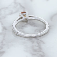 Load image into Gallery viewer, 0.55ct Cushion Unheated EGL Certified Padparadscha Ring with Diamond Accents in 18K White Gold