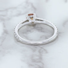 Load image into Gallery viewer, 0.55ct Cushion Unheated EGL Certified Padparadscha Ring with Diamond Accents in 18K White Gold