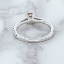 Load image into Gallery viewer, 0.55ct Cushion Unheated EGL Certified Padparadscha Ring with Diamond Accents in 18K White Gold