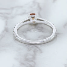 Load image into Gallery viewer, 0.55ct Cushion Unheated EGL Certified Padparadscha Ring with Diamond Accents in 18K White Gold