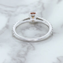 Load image into Gallery viewer, 0.55ct Cushion Unheated EGL Certified Padparadscha Ring with Diamond Accents in 18K White Gold