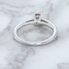 Load image into Gallery viewer, 0.55ct Cushion Unheated EGL Certified Padparadscha Ring with Diamond Accents in 18K White Gold