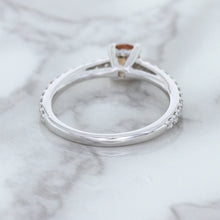 Load image into Gallery viewer, 0.55ct Cushion Unheated EGL Certified Padparadscha Ring with Diamond Accents in 18K White Gold