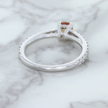 Load image into Gallery viewer, 0.55ct Cushion Unheated EGL Certified Padparadscha Ring with Diamond Accents in 18K White Gold