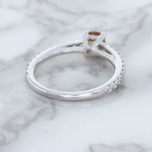 Load image into Gallery viewer, 0.55ct Cushion Unheated EGL Certified Padparadscha Ring with Diamond Accents in 18K White Gold