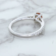 Load image into Gallery viewer, 0.55ct Cushion Unheated EGL Certified Padparadscha Ring with Diamond Accents in 18K White Gold