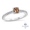 0.55ct Cushion Unheated EGL Certified Padparadscha Ring with Diamond Accents in 18K White Gold