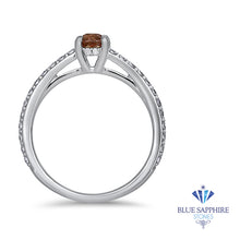 Load image into Gallery viewer, 0.55ct Cushion Unheated EGL Certified Padparadscha Ring with Diamond Accents in 18K White Gold