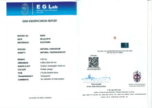 Load image into Gallery viewer, 0.55ct Cushion Unheated EGL Certified Padparadscha Ring with Diamond Accents in 18K White Gold