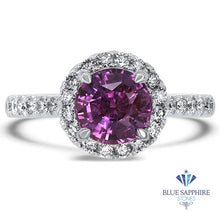Load image into Gallery viewer, 2.04ct Round EGL Certified Purple Sapphire Ring with Diamond Halo in 18K White Gold