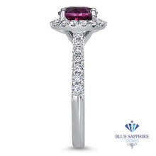 Load image into Gallery viewer, 2.04ct Round EGL Certified Purple Sapphire Ring with Diamond Halo in 18K White Gold