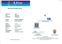 Load image into Gallery viewer, 2.04ct Round EGL Certified Purple Sapphire Ring with Diamond Halo in 18K White Gold