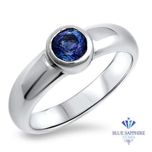 Load image into Gallery viewer, 0.74ct Round Blue Sapphire Ring in 14K White Gold